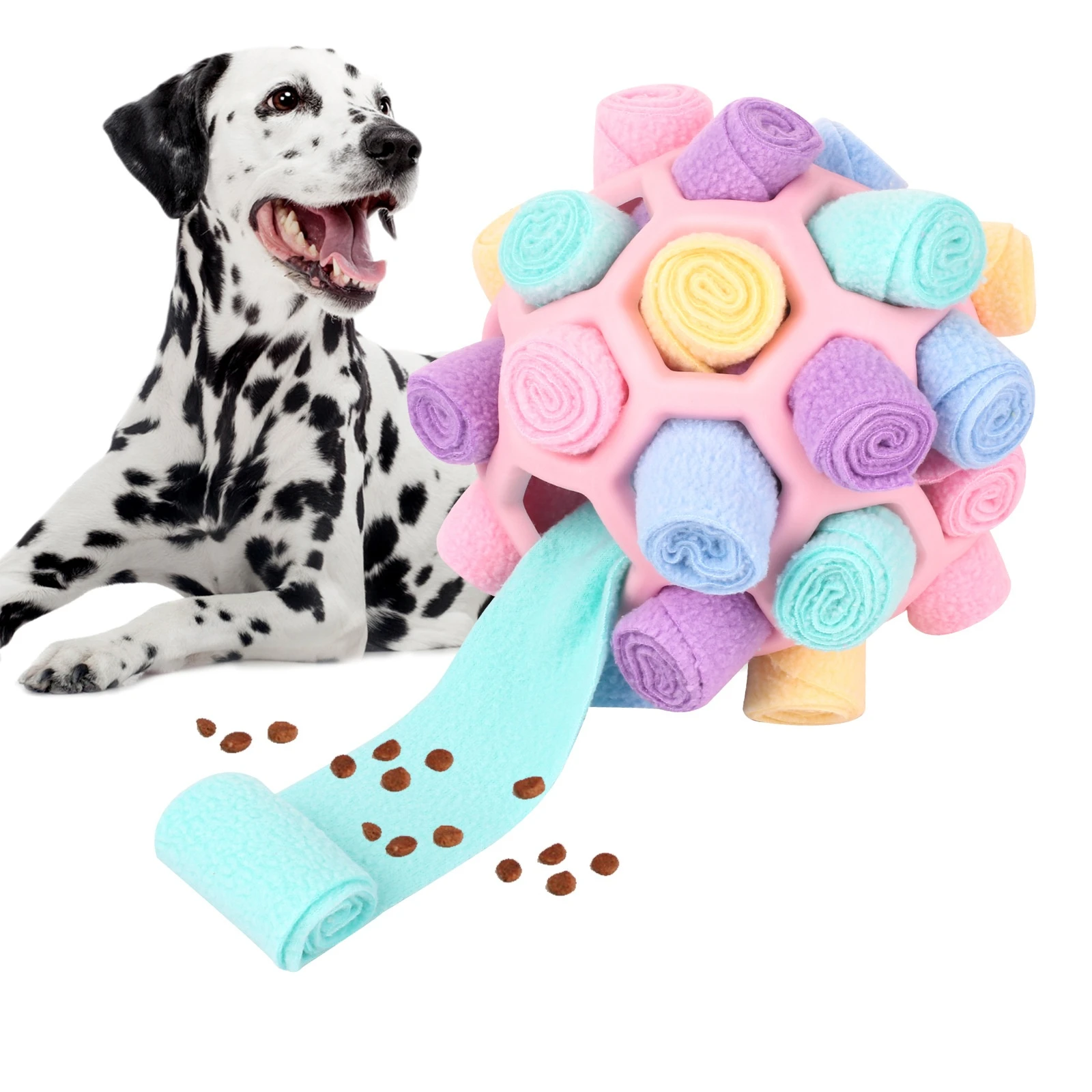 Bola de snuffle de goma multifuncional para perros, juguete oculto de goma suave y duradero para buscar la ansiedad y el cuidado Dental - imagen 4