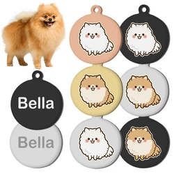 Placa identificación grabada para perro Pomerania – Acero inoxidable