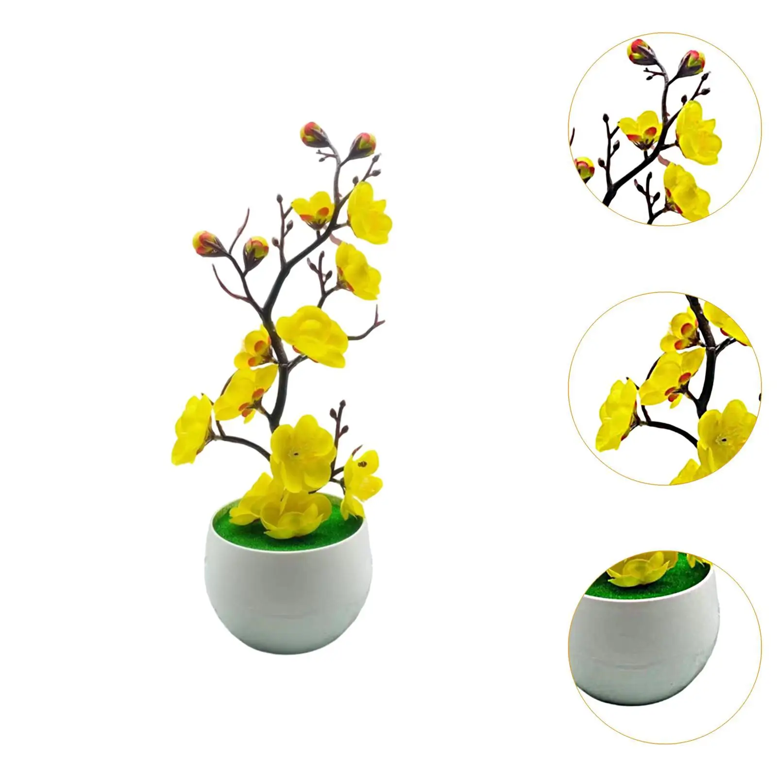 Maceta de bonsái de flores artificiales, flor en maceta realista, flor de simulación ligera con florero para mesa de boda - imagen 5