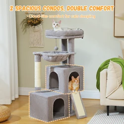 Torre para gatos con hamaca y plataforma acolchada