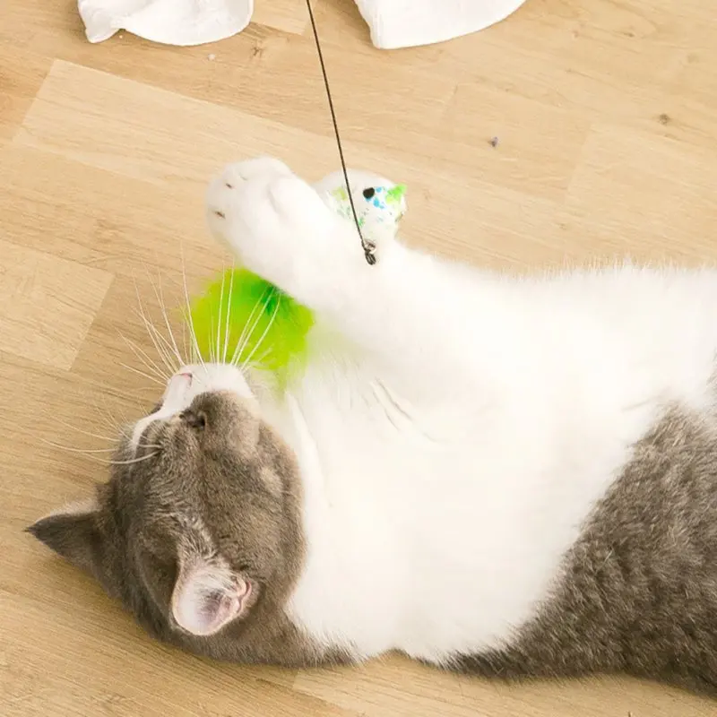 Juguete interactivo para gato, varita Teaser de simulación divertida, pluma, pájaro con campana, palo para gatito, suministros para gato - imagen 4