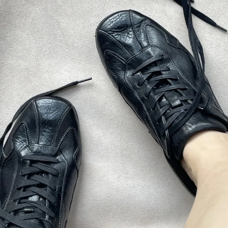 Zapatillas planas con cordones informales Retro, zapatos suaves y cómodos para caminar, zapatos deportivos con punta redonda, talla 35-44 - imagen 3