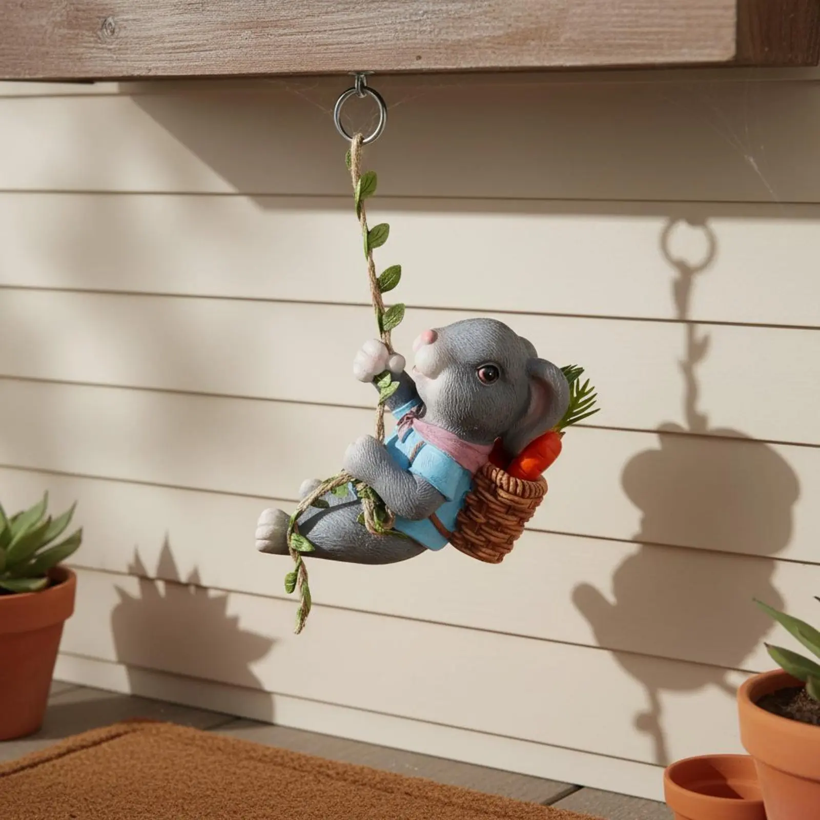 Figura de jardín conejo trepador en resina, resistente a la intemperie - imagen 2