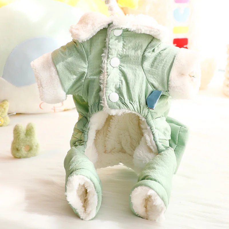 Cute Warmer Dog Clothes Pet Four Legged Cotton Coat  Winter Outfit Schnauzer Down Jacket For Small Dog - imagen 4