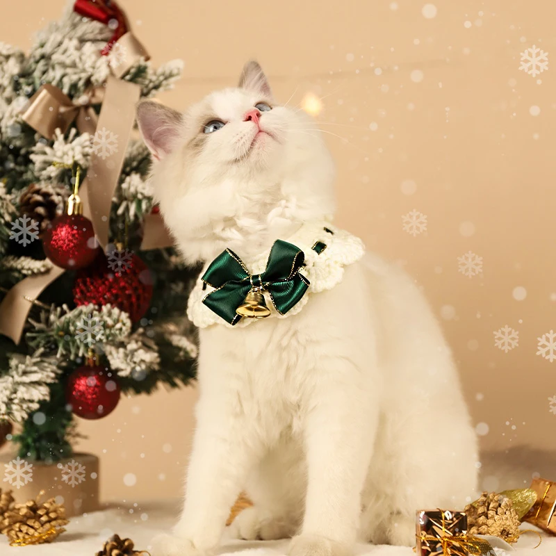 HOOPET-collares navideños para gatos, bufanda de lana de Año Nuevo para mascotas, suministros para mascotas, regalo para gatos, decoración para cachorros, accesorios para mascotas - imagen 4