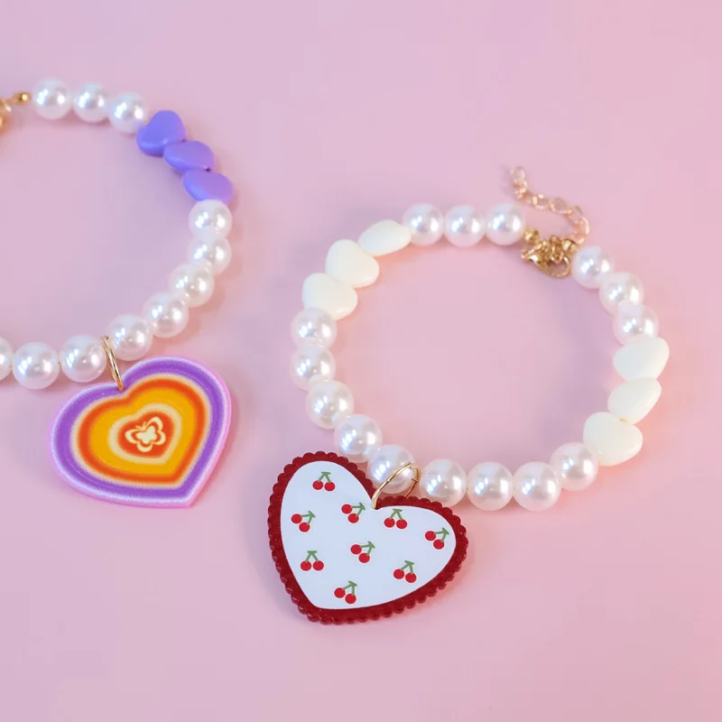 Collar de perlas con mariposa para perro y gato – Ajustable - imagen 3