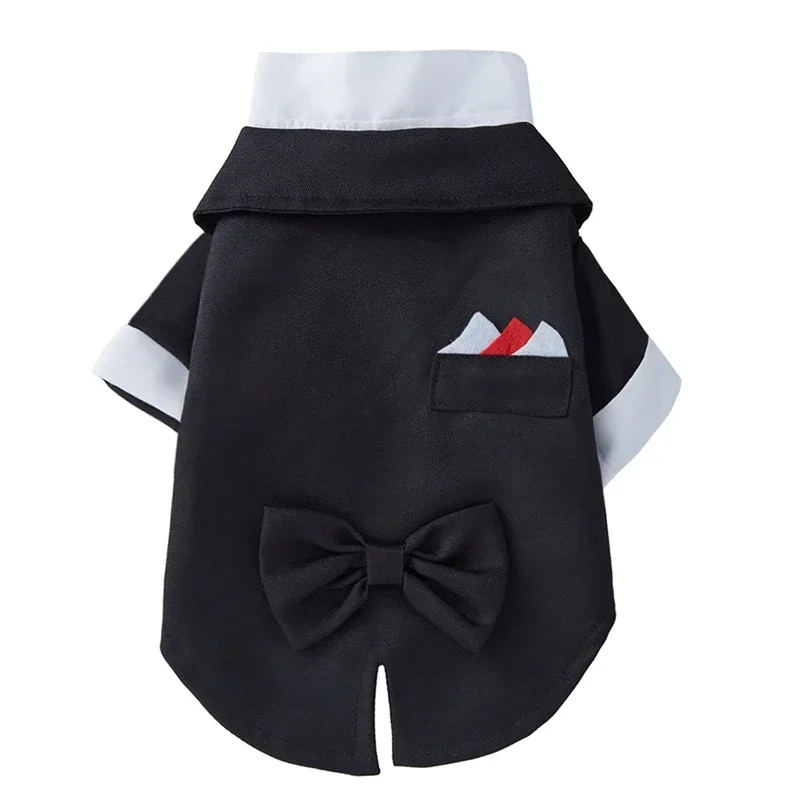 Traje de esmoquin para perro, disfraz de fiesta de boda para cachorro, pajarita para perro, camisa Formal, boda para perro, mascota, perro, gato, ropa de caballero - imagen 4