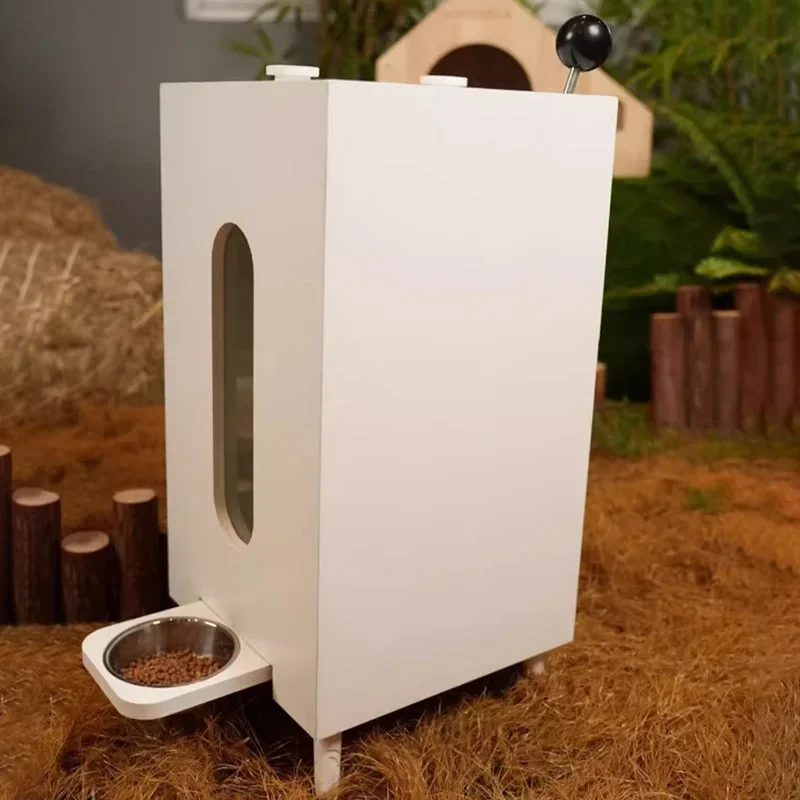 Dispensador automático de comida para perros de madera, dispensador de comida para perros sellado grande a prueba de humedad con tazón, alimentador para gatos, suministros para mascotas - imagen 5