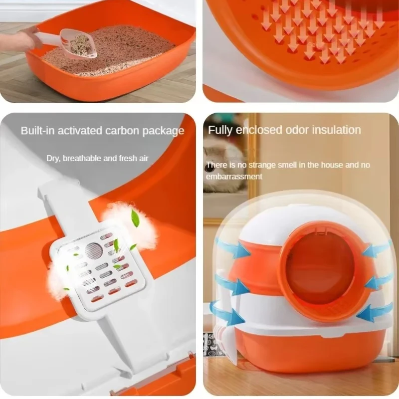 Caja de arena para gatos con luz UV, esterilización súper grande, UV, totalmente cerrada, caja de arena para gatos grande, suministros para mascotas - imagen 4