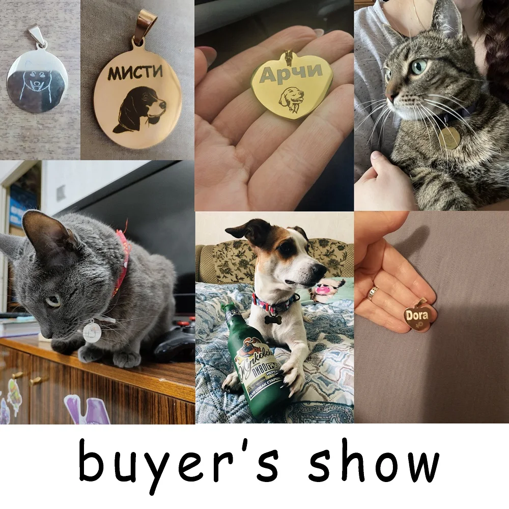 Collar personalizado con etiqueta de identificación para perro y gato, accesorios circulares, Collar grabado personalizado, cadena, suministros para etiqueta de perro, producto con nombre - imagen 5