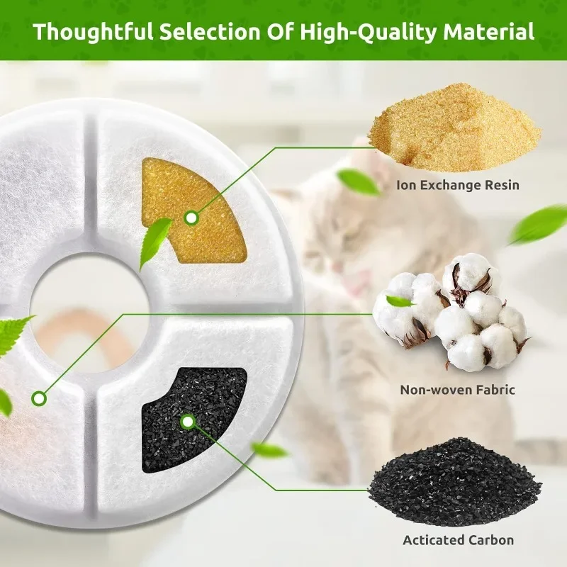Filtro de carbón activado para fuente automática de gato, alimentador de agua de repuesto, filtro para beber, núcleo, accesorios para mascotas, 4/6/8 Uds. - imagen 2