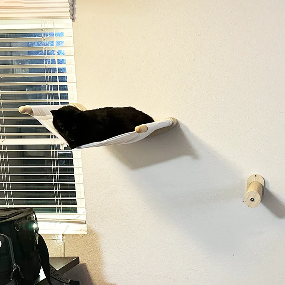 Pasos de pared para gatos con estantes de fieltro, estantes de madera para escalar gatos, muebles montados para gatos, cama de pared para gatos para jugar - imagen 4