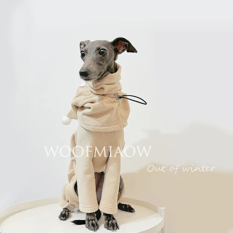 Ropa suave de invierno para perros, disfraces de galgo con sombrero, ropa cálida para perros, abrigo Whippet, mono de galgo italiano - imagen 5