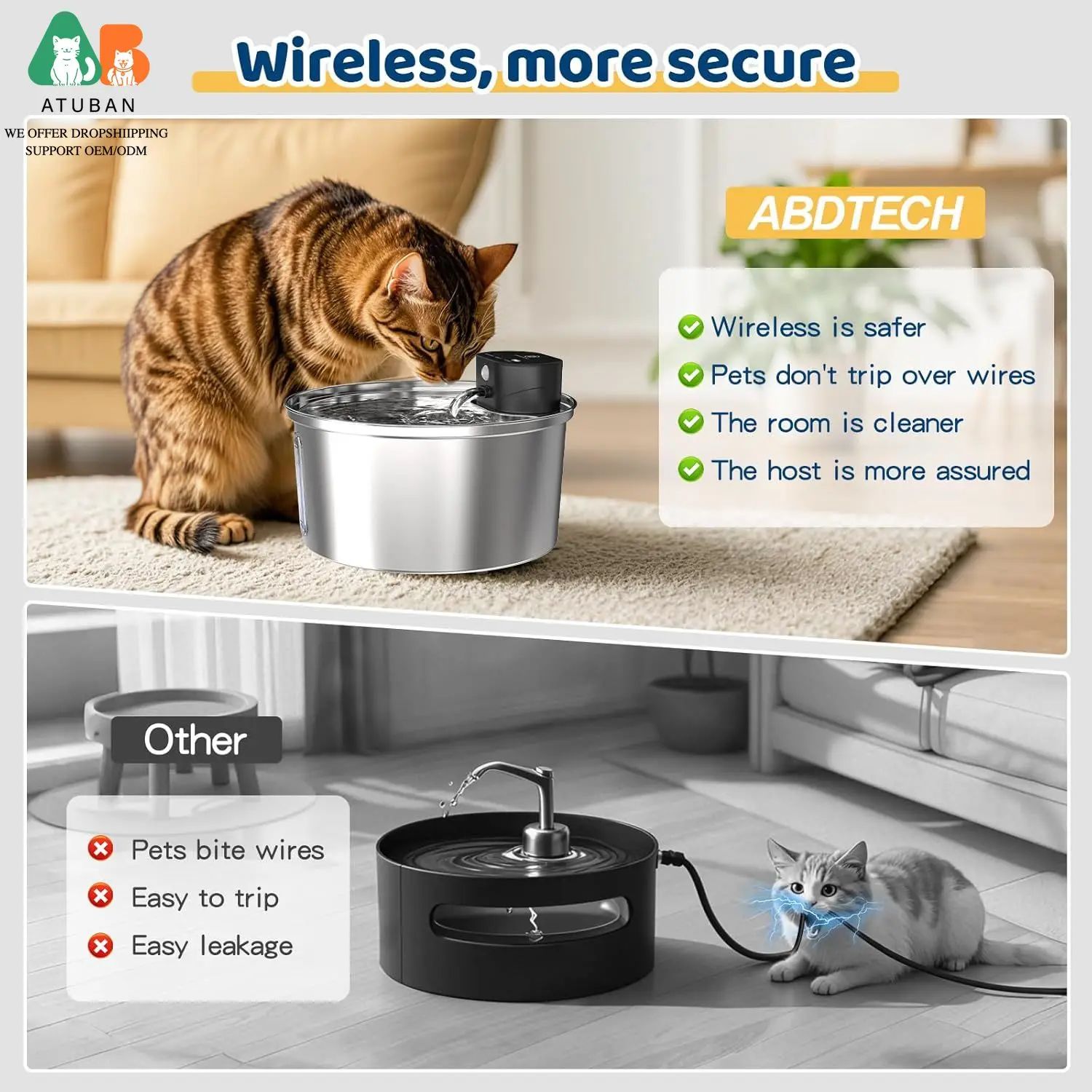Bebedero acero inoxidable para gatos - Fuente agua interior - imagen 3