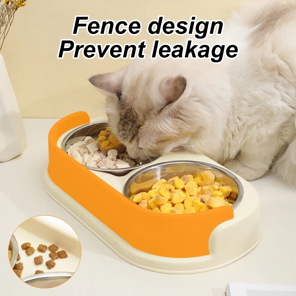 1 PC Anti-Slip Double Dog Bowl with Foot Mat Durable Stainless Steel Water Food Feeder Pet Feeding Drinking Bowls for Dogs Cats - imagen 4