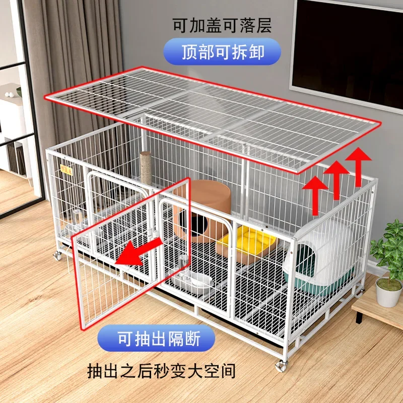 Jaula grande de cría para perros pequeños con divisor, conejos y gatos - imagen 5