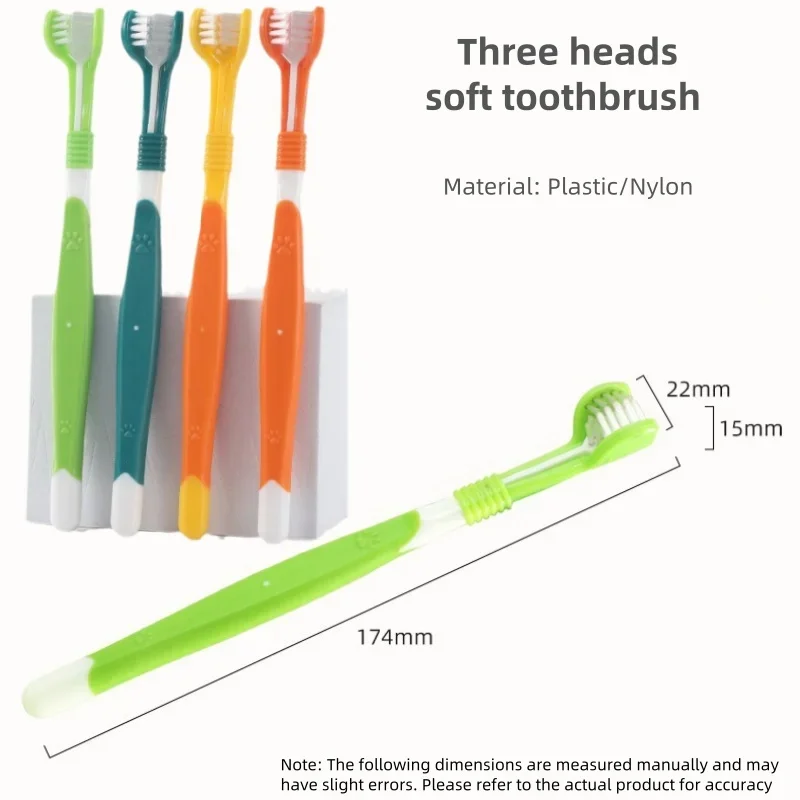 Cepillo de dientes para perros pequeños cerdas suaves tricéfalo - imagen 2