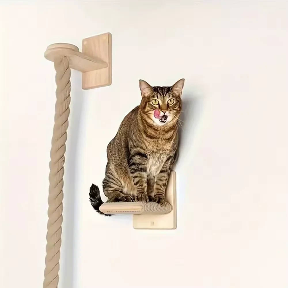 Estante de escalada para gatos, cuerda de escalada para gatos, cuerda de yute de 3m, cuerda de escalada montada en el techo para gatos, patillas, escaladores, juguetes para rascador de gatos - imagen 5