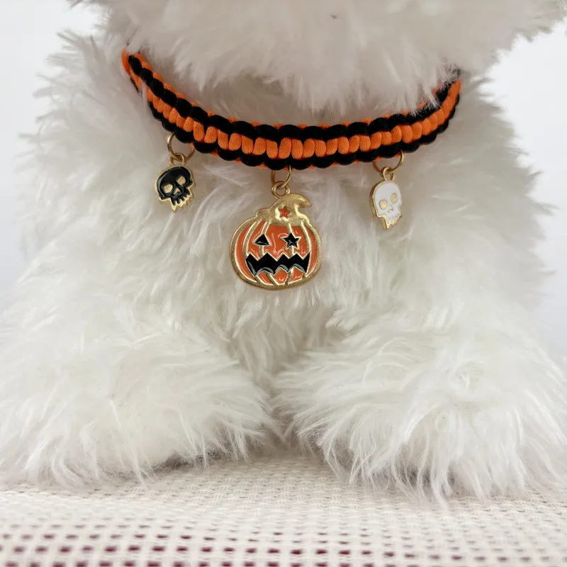 Collar para mascotas de Halloween, colgante tejido a mano para perro y gato, anillo para el cuello para perro pequeño, adorno Original, productos para mascotas - imagen 2