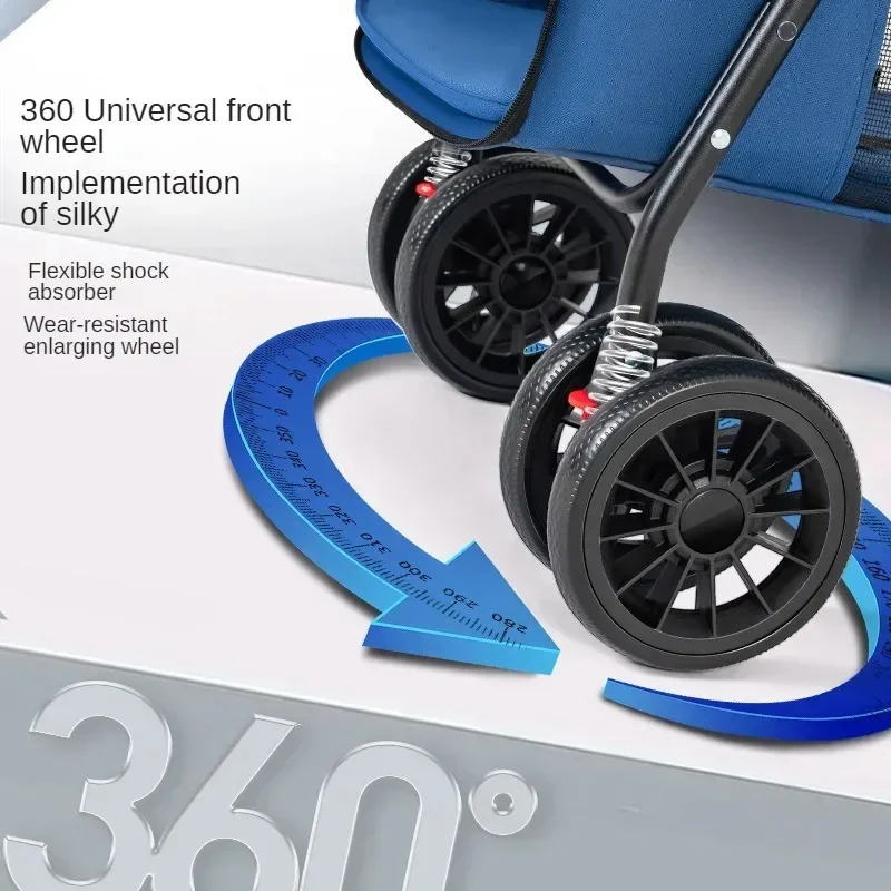 Carro para mascotas de tamaño mediano a grande, cochecito de bebé de peluche para perros y gatos para uso al aire libre, carrito pequeño para mascotas, ligero y plegable - imagen 4