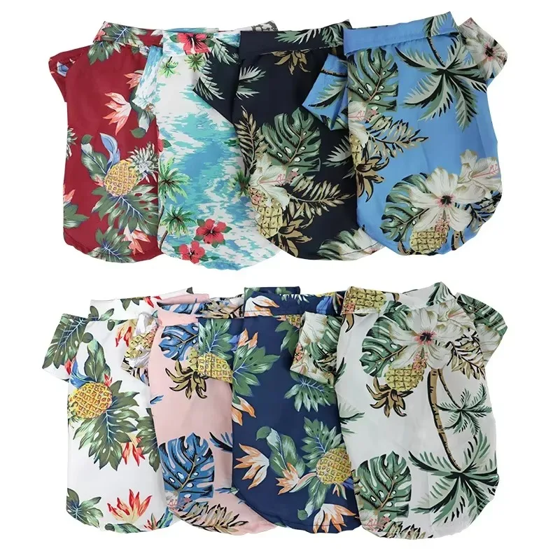 Camisetas hawaianas de estilo playero para perros, ropa fina y transpirable de verano para perros pequeños, chaleco para cachorros y gatos, ropa para perros Chihuahua