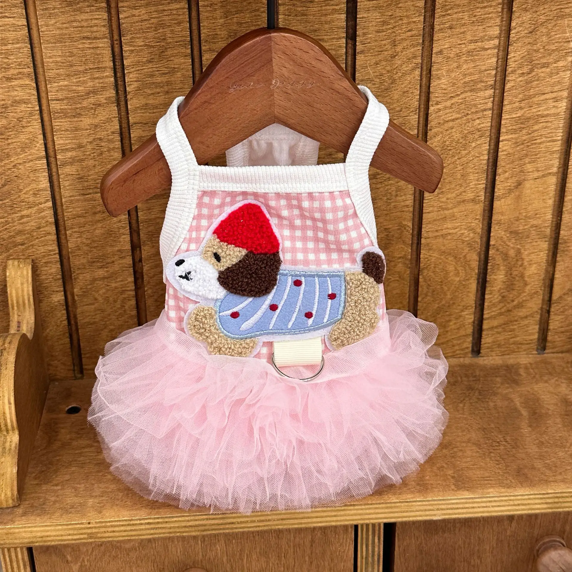 Vestido para perro pequeño con falda de tul a cuadros, estilo princesa - imagen 3