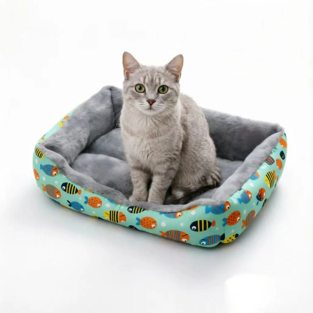 Alfombra cama con peces para gatos y perros antideslizante - imagen 4
