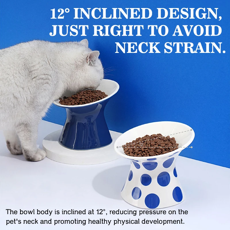 Cuencos de cerámica para perros y gatos, platos antiribaltes para comida para mascotas, diseño de base elevada que protege los cuellos de gatos, adecuados para perros pequeños y gatos - imagen 3