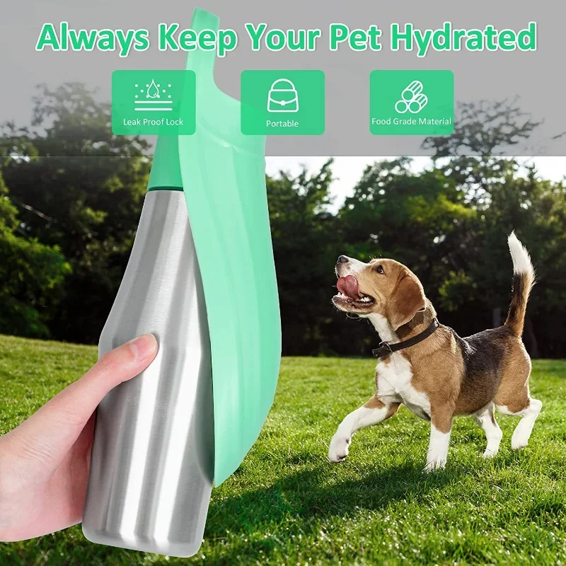 Botella de agua grande para perros, cuenco de agua portátil de acero inoxidable para exteriores, cuenco de viaje para cachorros, suministros para mascotas para todas las razas de perros