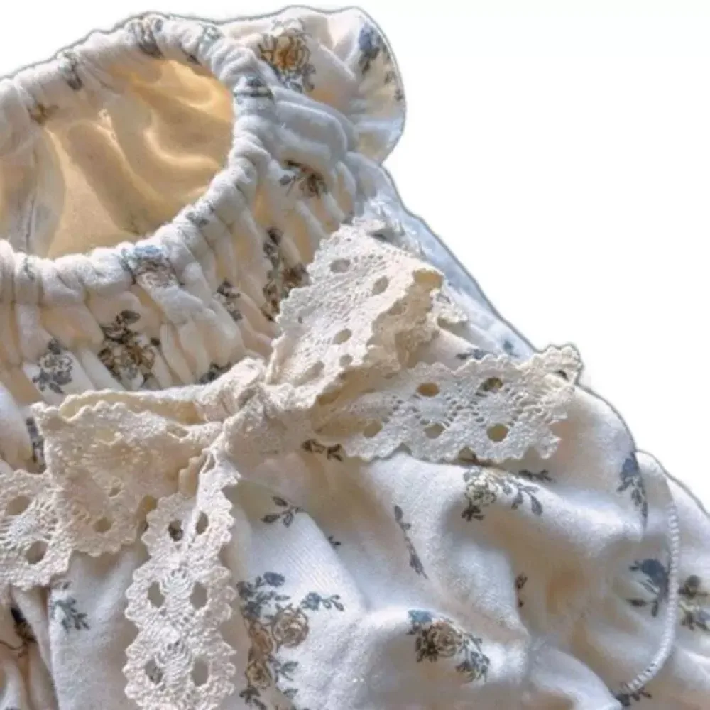 Otoño/Invierno mascota Floral Retro falda de burbuja de felpa vestido suave de peluche abrigo cálido ropa para cachorros vestidos para perros pequeños - imagen 3