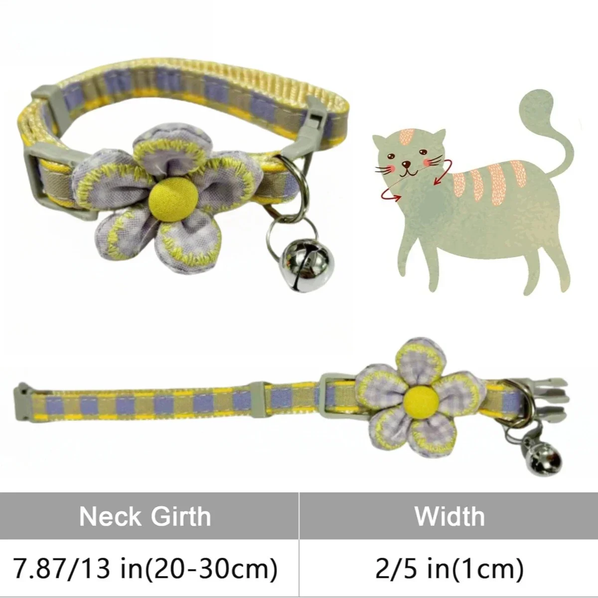 Suministros para mascotas, lindo collar de gato con flores y campana, pajarita para mascotas, collar de gato, cuello de gato