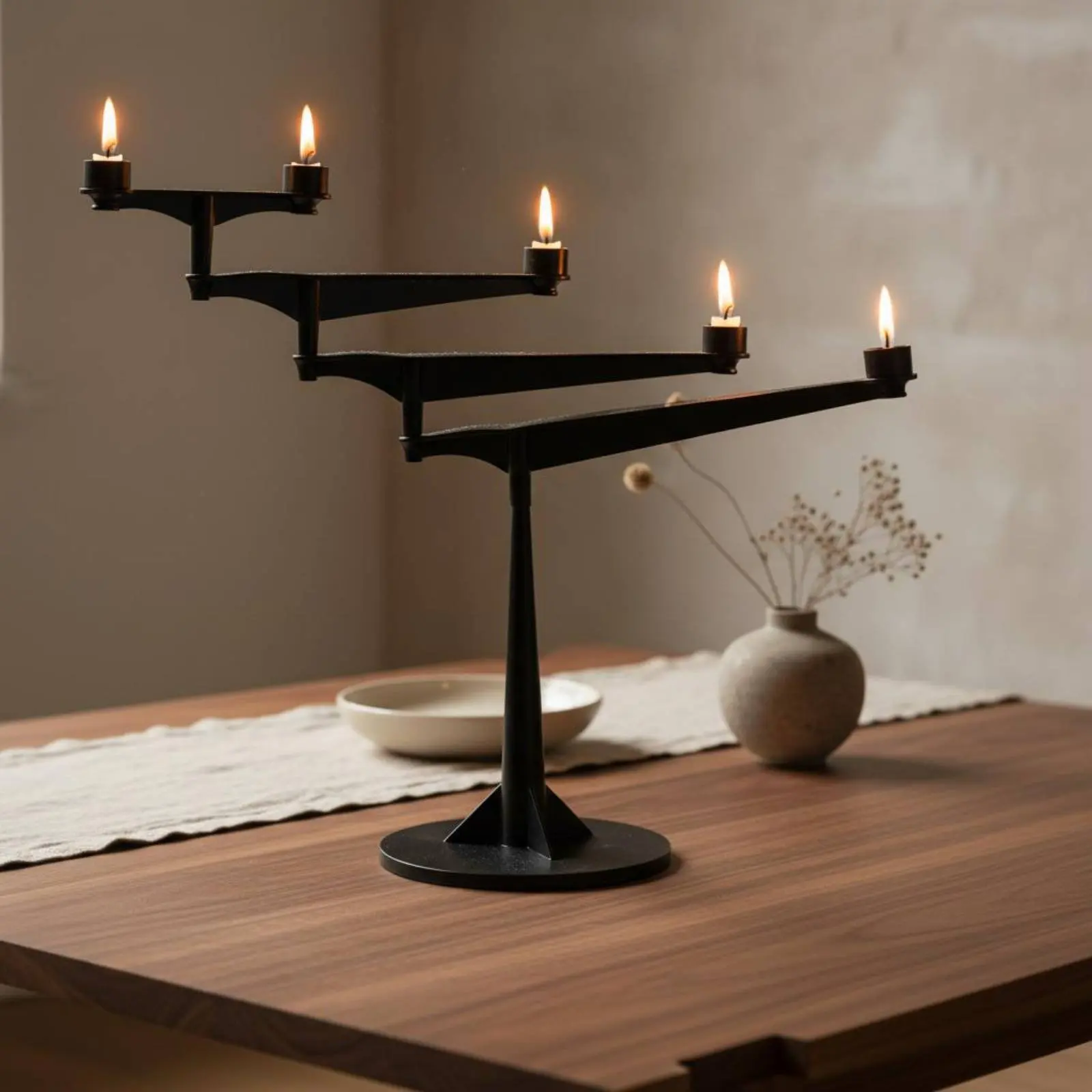 Portavelas metálico para centro de mesa moderno salón - imagen 2