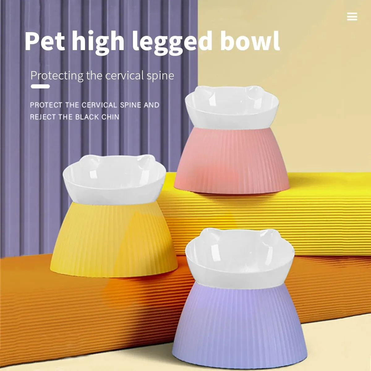 Cuencos elevados para gatos con soporte elevado, 15 soportes inclinados para protección del cuello con diseño para gatos, cuenco alimentador de agua para alimentos para mascotas para gatos o perros pequeños, 1 ud.