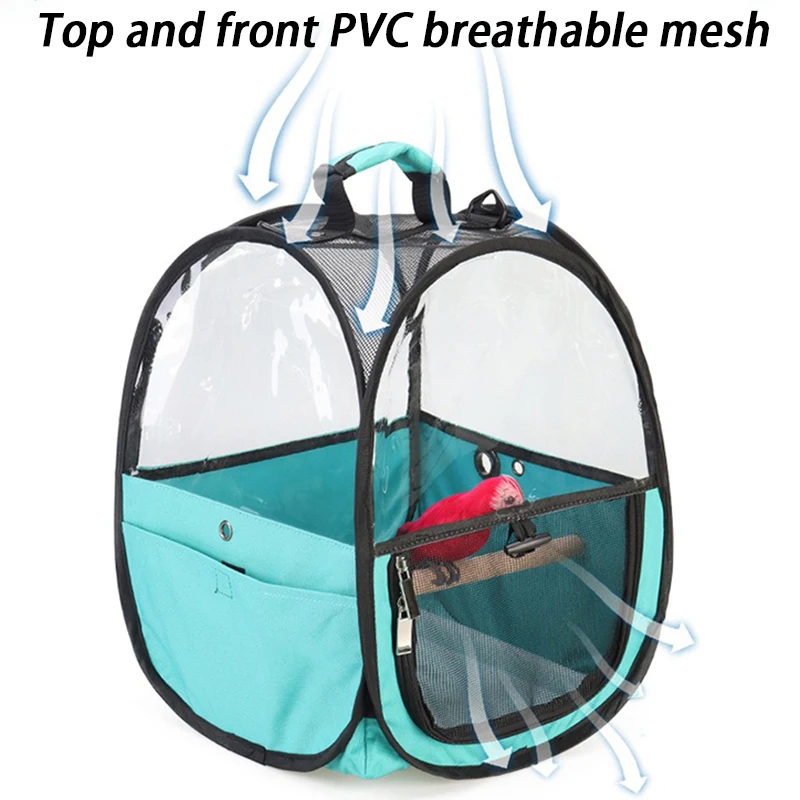 Bolsa transportadora de pájaros plegable para exteriores, bolsas transportadoras de pájaros portátiles de viaje de precios bajos, transparente, transpirable para llevar loros - imagen 2