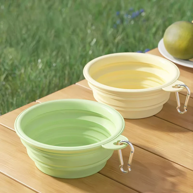 Cuenco plegable para perros de 350ML, cuenco portátil para comida de perros para exteriores, contenedor de comida para cachorros, alimentador de silicona para perros, accesorios para acampar - imagen 5