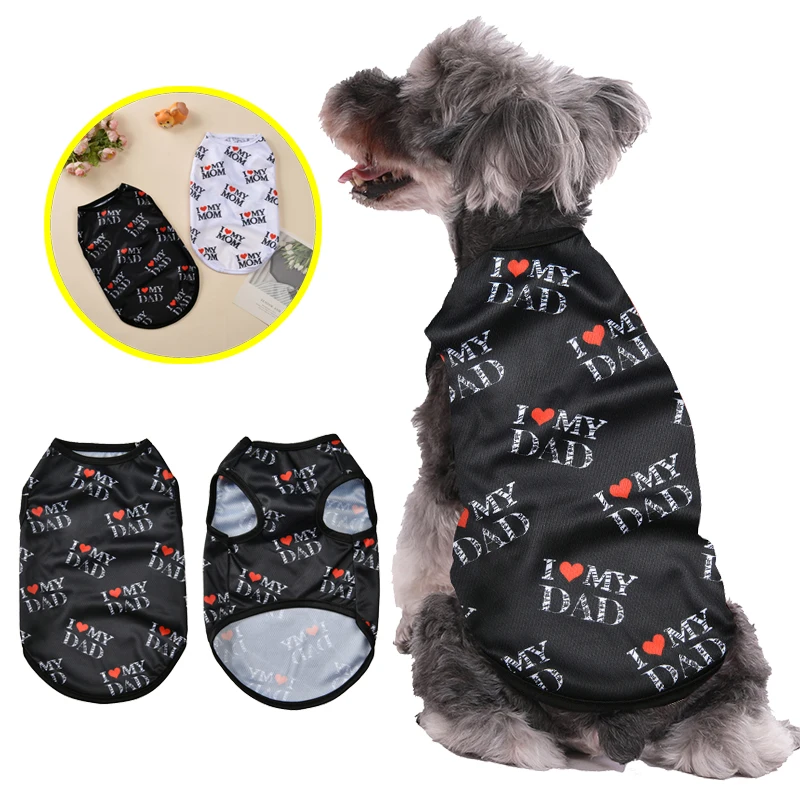 Ropa suave para perros pequeños y medianos, camiseta transpirable con estampado romántico para cachorros, disfraz Schnauzer Yorkshire Chihuahua, chaleco para mascotas, abrigo