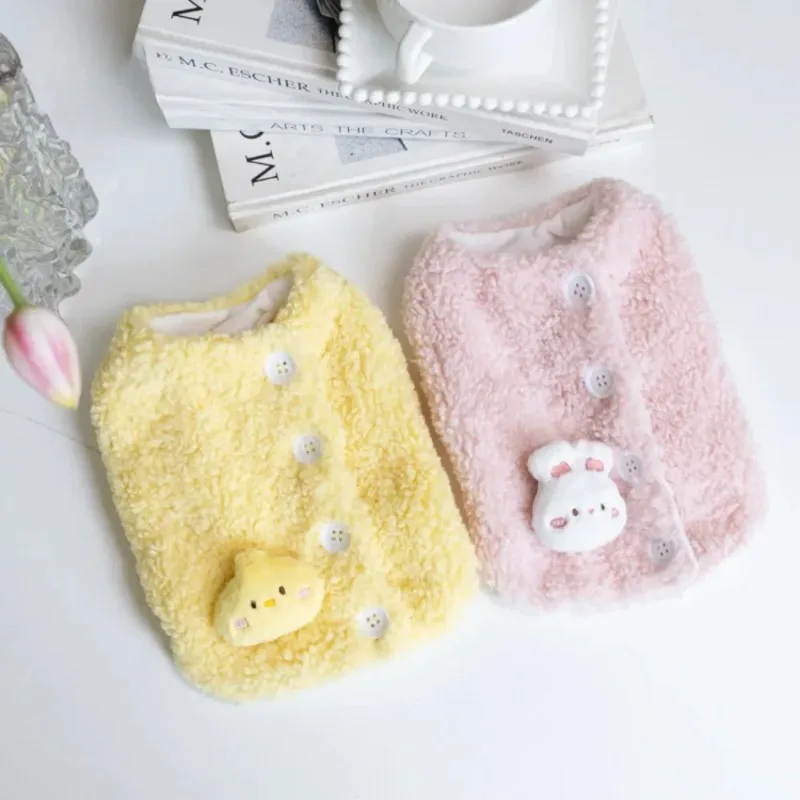 Ropa bonita de invierno para perros, ropa gruesa de felpa cálida para conejos y patos, abrigo de piel de cordero, chaquetas para perros y gatos, abrigo para perros pequeños - imagen 5
