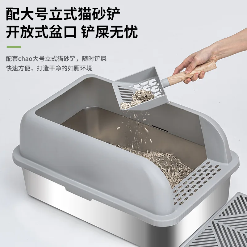 Bandeja de arena para gatos inox antisalpicaduras – Limpieza fácil - imagen 5