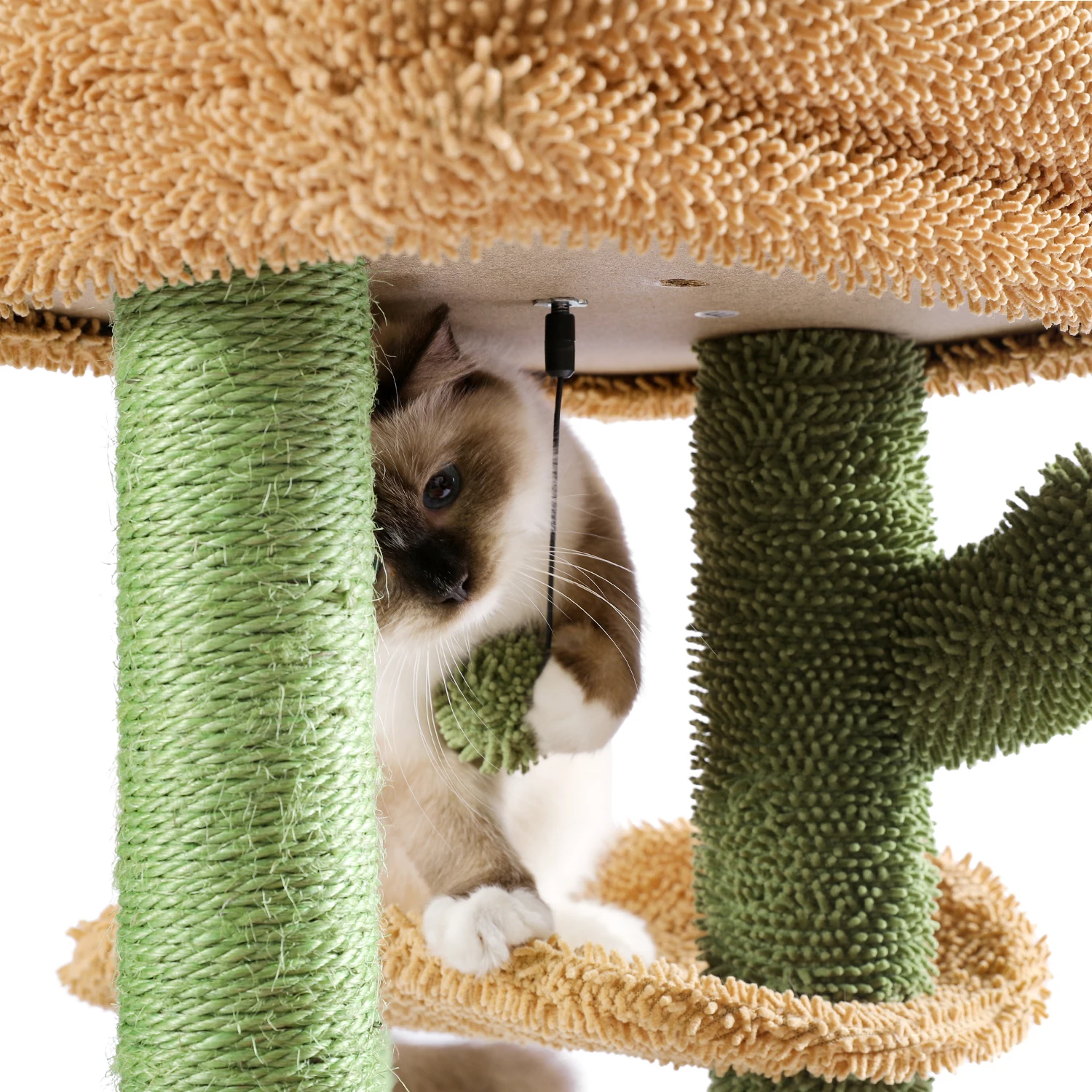 Árbol para gatos con cactus, torre para gatos con tumbona, condominio espacioso, perchas superiores, poste rascador de Sisal Natural, muebles para gatos, juguetes para gatos - imagen 3