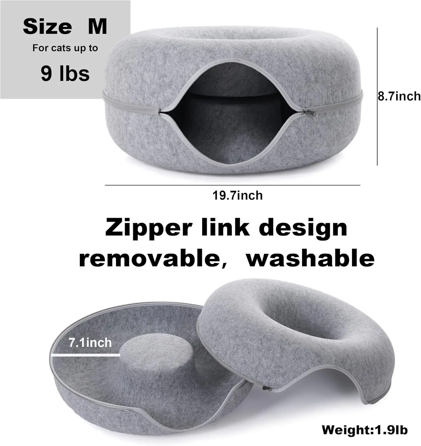 Túnel interactivo Donut para gatos – juguete y cama doble uso - imagen 5