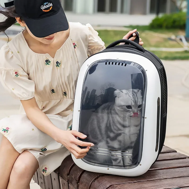 Bolsa para gatos portátil, transpirable, gran espacio para salir, bolsa plegable para mascotas, mochila para mascotas, mochila transportadora para gatos - imagen 4