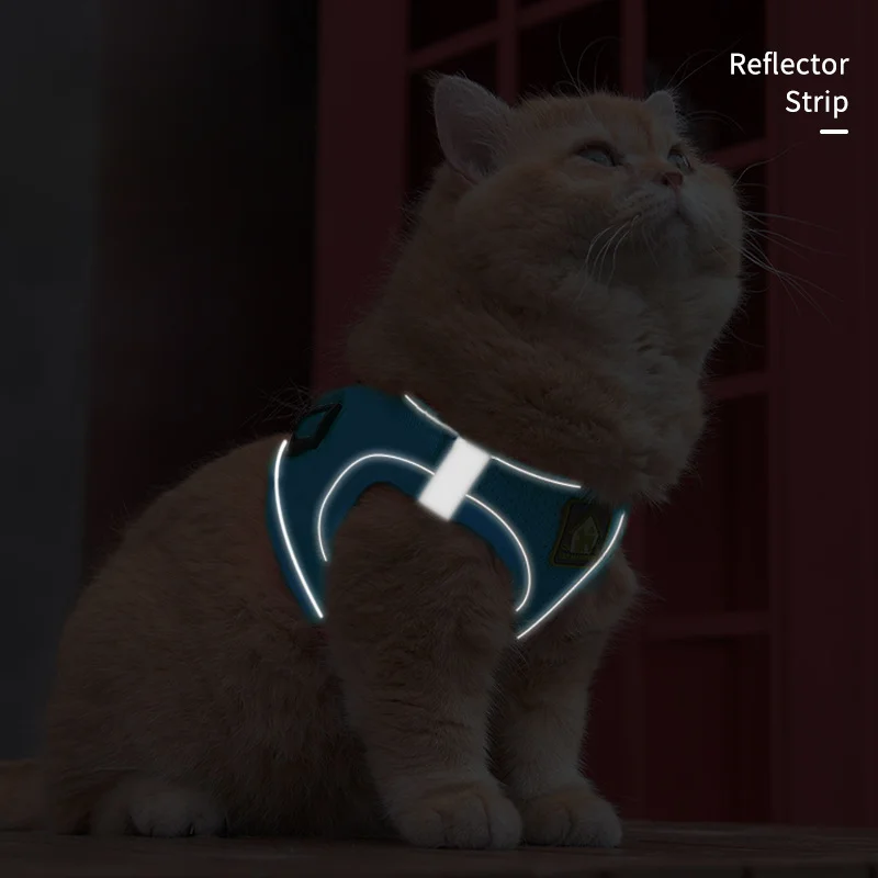 Arnés de pecho con correa reflectante para gatos, correa de pecho para cachorros, malla transpirable para mascotas, cuerda para caminar en la espalda - imagen 4