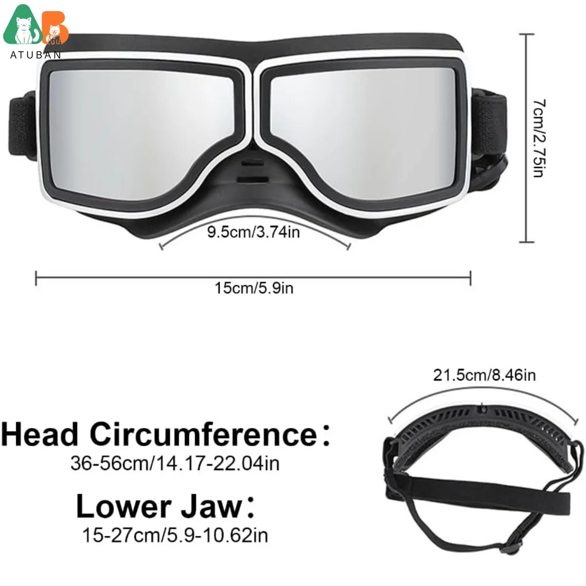 ATUBAN-gafas protectoras para perros y gatos, gafas reflectantes para mascotas, gafas para perros grandes, deportes para mascotas, conducción al aire libre - imagen 2
