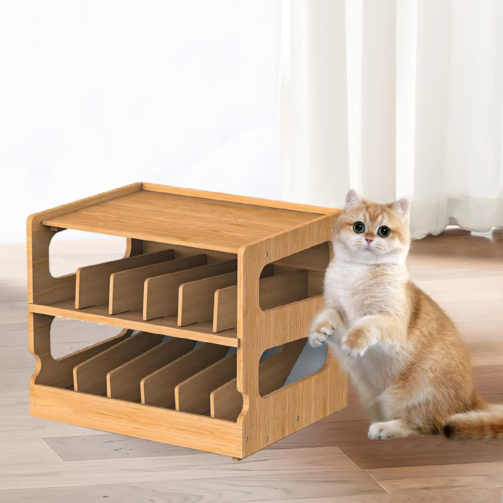Cat Food Cans Storage Organizer Non Slip Double Layer Canned Wet Cat Food Storage Shelf for Home Small Space Fridge Living Room