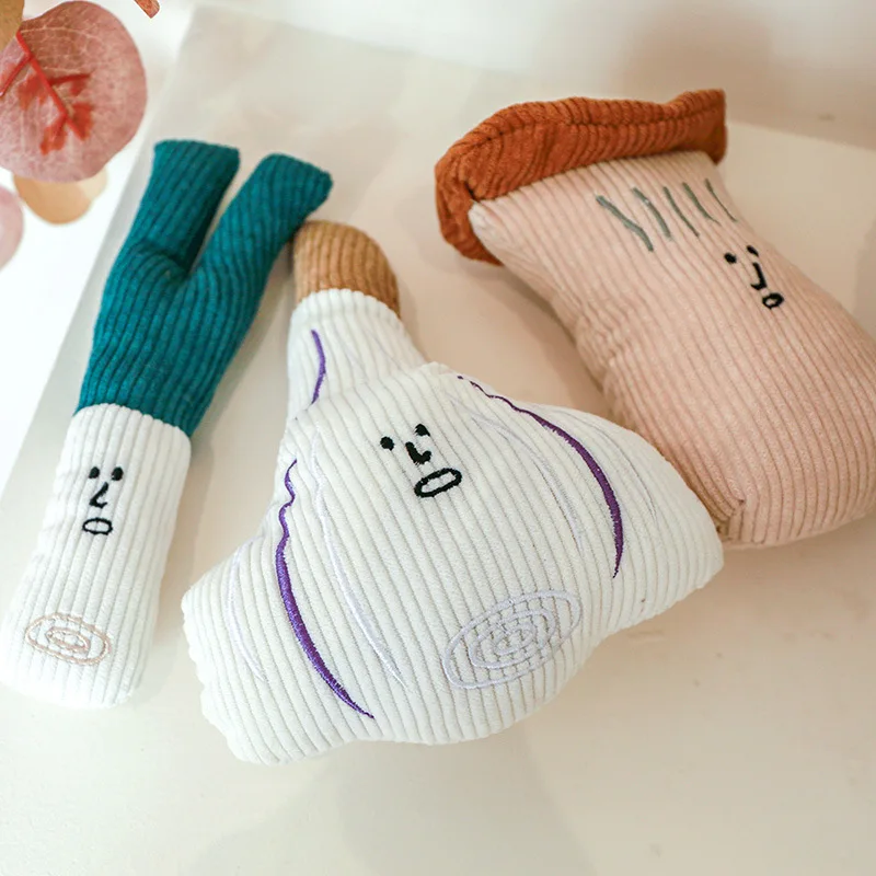 Ins perro regalo de cumpleaños cebolla verde ajo seta juguete chirriante mascota juguete interactivo imitación vegetal juguete foto Accesorios - imagen 3