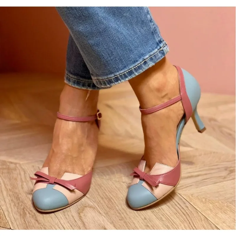Zapatos tacón bajo para perros y gatos redondos con lazo y hebilla - imagen 3