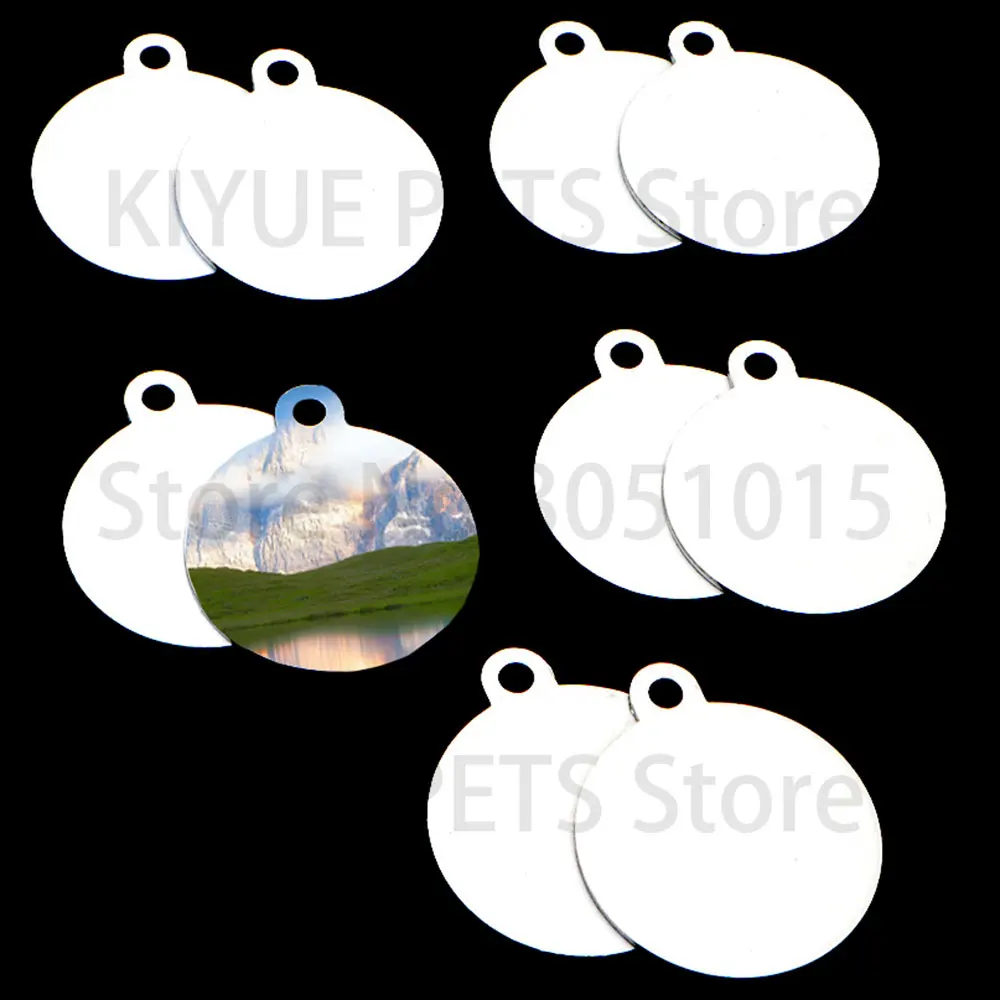 100 Uds. Etiqueta de identificación con personalidad para mascotas se puede imprimir en Color foto Collar de gato colgante Collar colgante accesorios llavero Accesorios