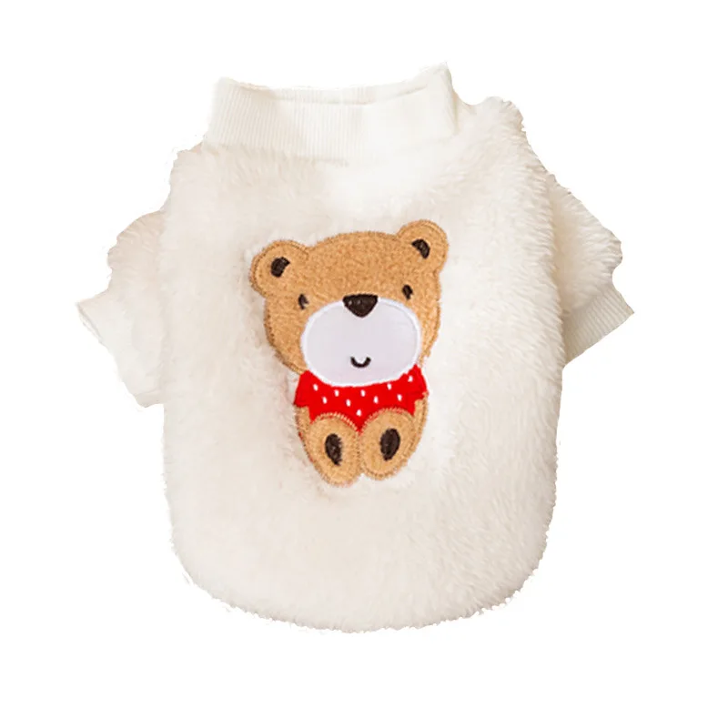 Sudadera con capucha con parche de oso de peluche para mascotas, abrigo grueso de dos patas para perros, ropa para cachorros, otoño e invierno - imagen 5