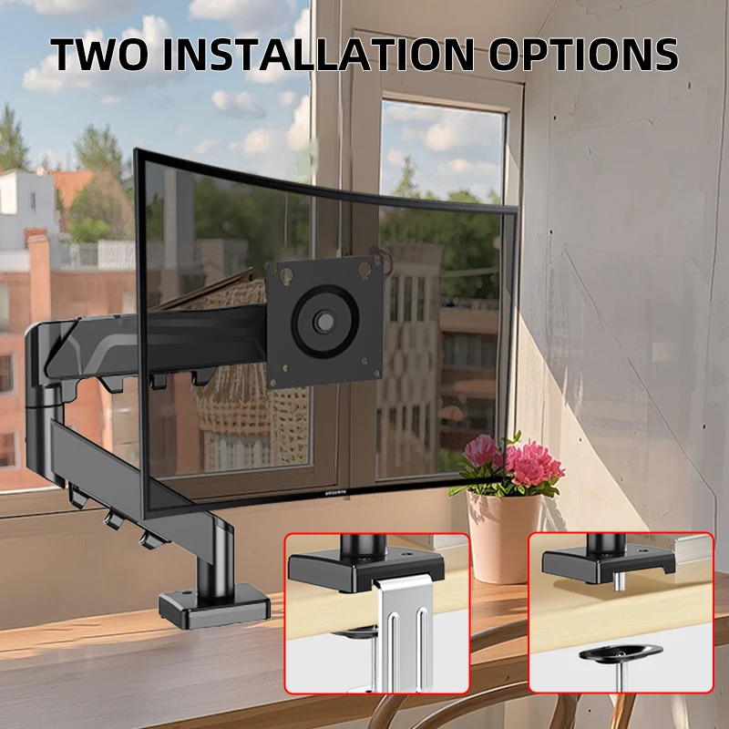 Soporte de brazo robótico flotante gratuito para pantalla de ordenador de 13-32 pulgadas, soporte para monitor, soporte para tableta con resorte de Gas, soporte con abrazadera de escritorio