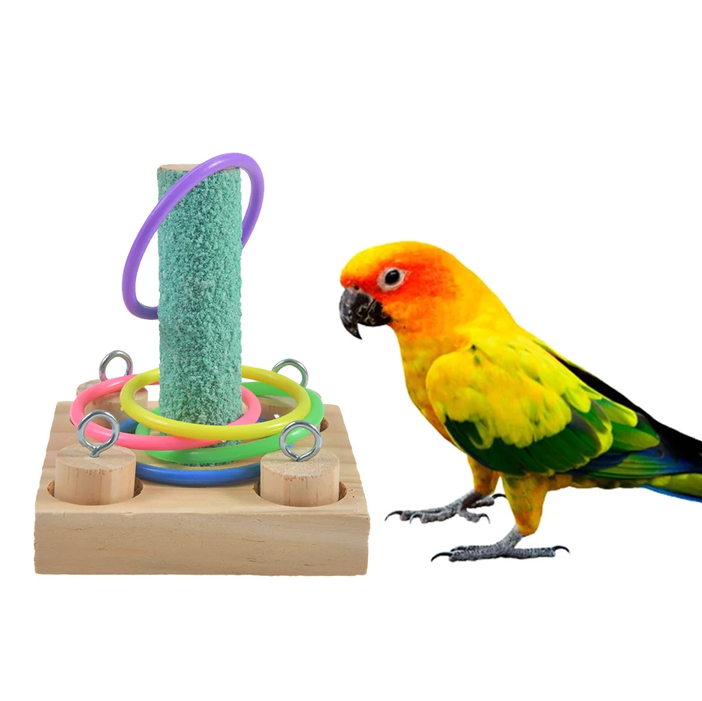 Juguetes Educativos para pájaros y loros, plataforma de madera, férula de plástico, entrenamiento intelectual, juguetes para masticar para mascotas - imagen 5